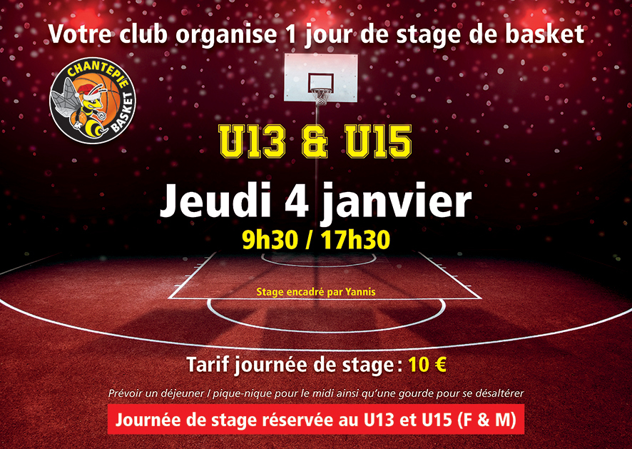 Stage Basket - U13 et U15 - 4 janvier 2024