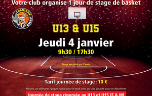 Stage Basket - U13 et U15 - 4 janvier 2024